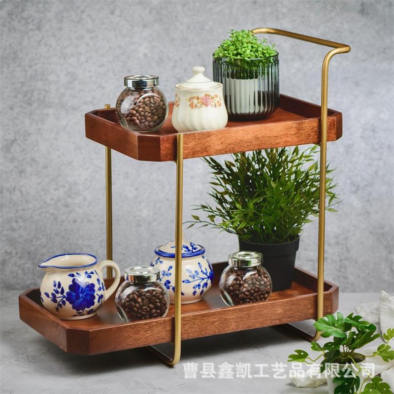 柜木制收纳架厨XK-313房工作台整理架架双层胡木桃置物橱桌面实木