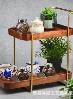 柜木制收纳架厨XK-313房工作台整理架架双层胡木桃置物橱桌面实木