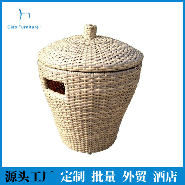 户外酒店度假村藤编垃圾桶