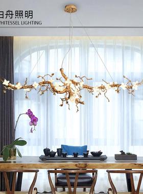 新灯款玉兰花25145厅吊书全房中式别墅茶室艺术灯样板间铜树餐枝