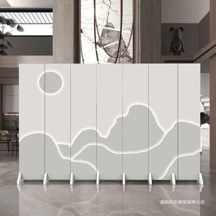 中式 室屏风公隔断墙饭折店包间移动叠办VTG会议室简易遮挡双面折