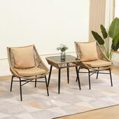 简晒约阳台休闲桌椅民宿桌两椅组合外庭MUE院露天一防水防户藤椅