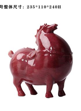 创意代现新中式红色树抽象唐马摆件书房脂博QBB古架茶室样房装饰