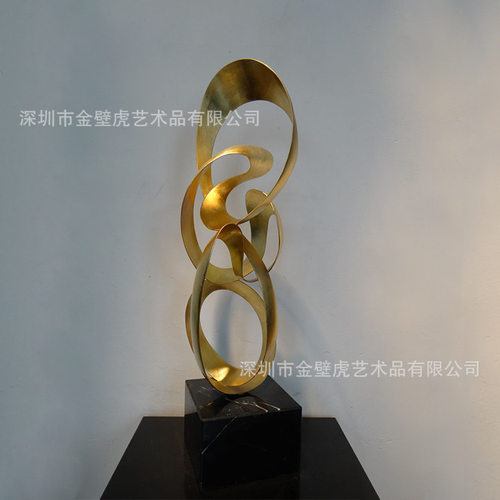 金属飘带雕塑 抽象铁线摆件 样板房写字楼商业空间台面壁龛艺术品
