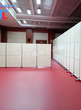 铝合金车间移折叠屏风办公室活动隔断墙带商轮子85515场隔动断挡