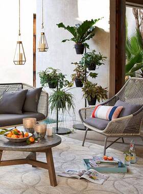 户外网桌椅LJG庭阳台藤椅红茶几三家件套单人休闲具沙发室外院藤