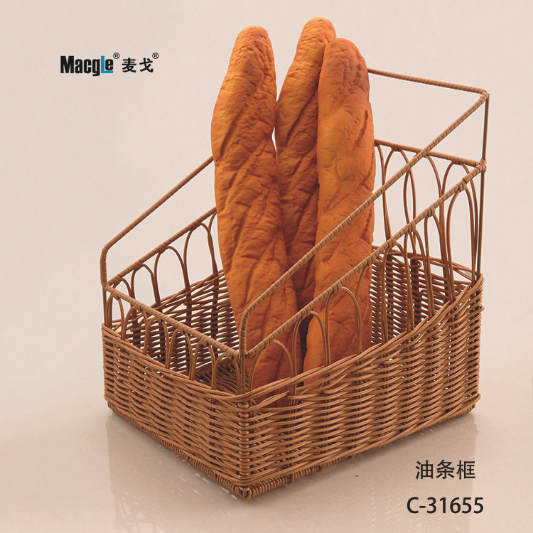 麦戈Macgle 纯手工藤编方形篮子菜篮子面包篮 储物篮子 收纳篮筐