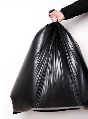 加大加厚垃圾袋家用手提抽绳厨公房塑心料办TVR袋平口背黑色室清