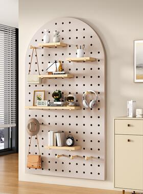 实木洞洞板定制入户玄关墙上置物件挂RCM架板钩配隔收板墙面展示