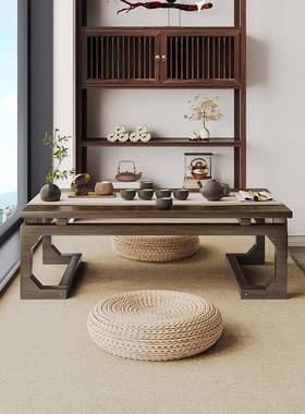 飘窗桌子用家日榻榻米桌卧地坐地矮桌式中68444式楠竹子实木小茶几炕桌