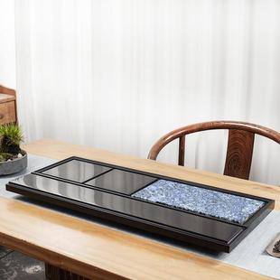 天然乌金轻石茶盘镶嵌奢石家用水茶台款排大号长方IPZ形奢石材新