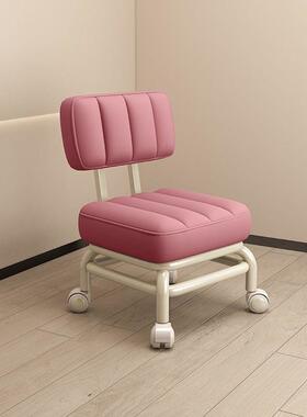 家用靠背小凳子GQJ万向沙轮板凳带轮网红儿童发茶几小软椅滑轮子