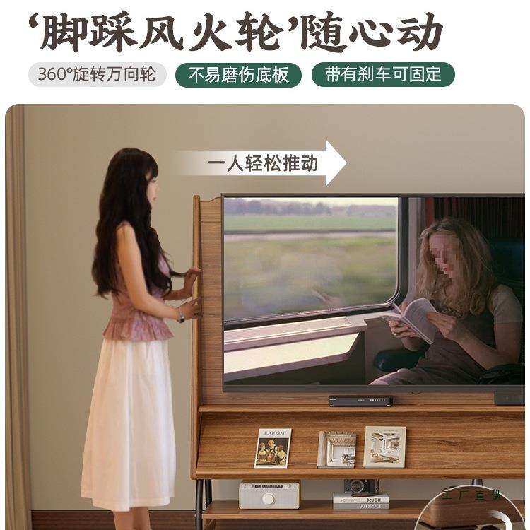 实木LGB可移动电视柜客厅中用小户型古风202新款带轮储物家电5视
