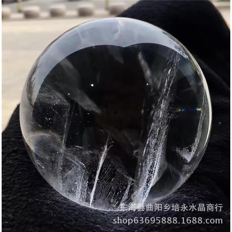 天然天白晶水球大家量然RDT白水晶球摆件厂直销