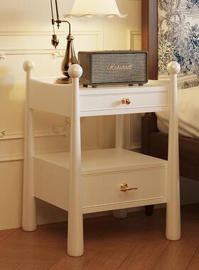 法实木白色床头柜小众设计感中物TIC古奶油风创意式复古小型收纳
