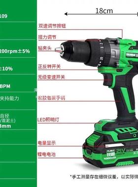 锐霸RBDB-2109电式大冲击冰手电钻充无刷MFF扭力冬钓钻混凝土钻孔