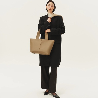 帕秀极简风头层牛皮托特包女大容量慵懒风单肩手提包通勤