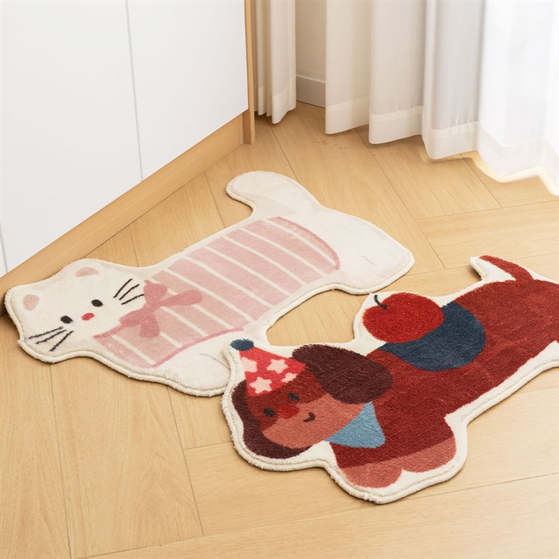 卡通仿羊绒地毯客厅卧室吸水防滑地垫进门可爱小狗入户门垫床边毯