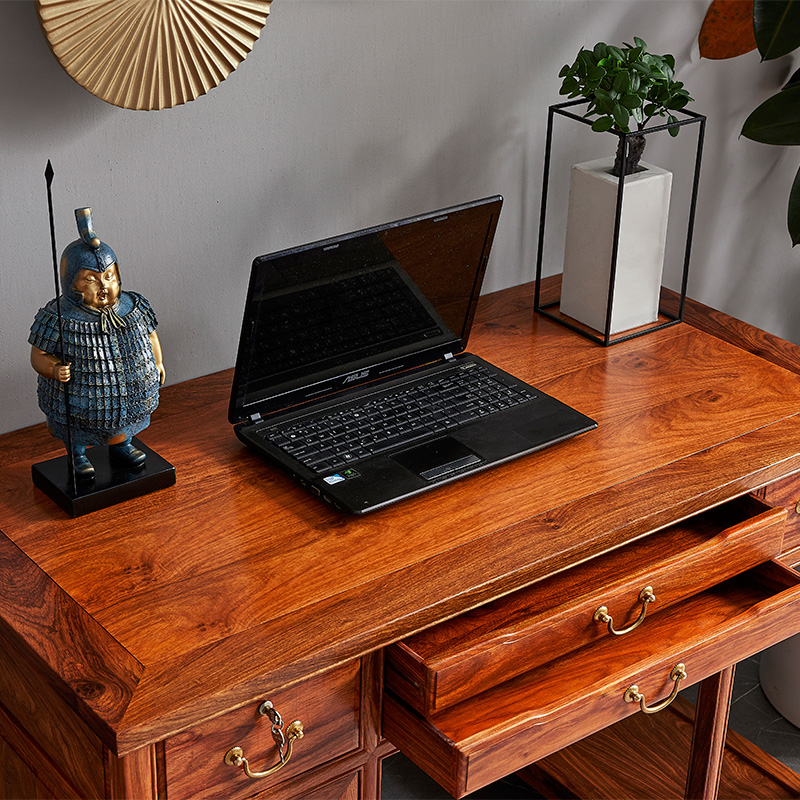 红木家具花梨木电脑桌书房书桌全实木中式办公桌写字桌台式电脑桌