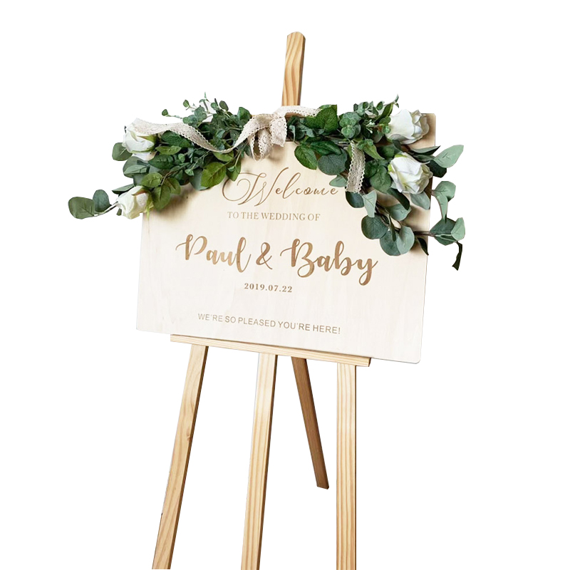 木质迎宾牌婚礼欢迎牌订婚指引牌流程水牌表草坪婚宴接待嘉宾定制