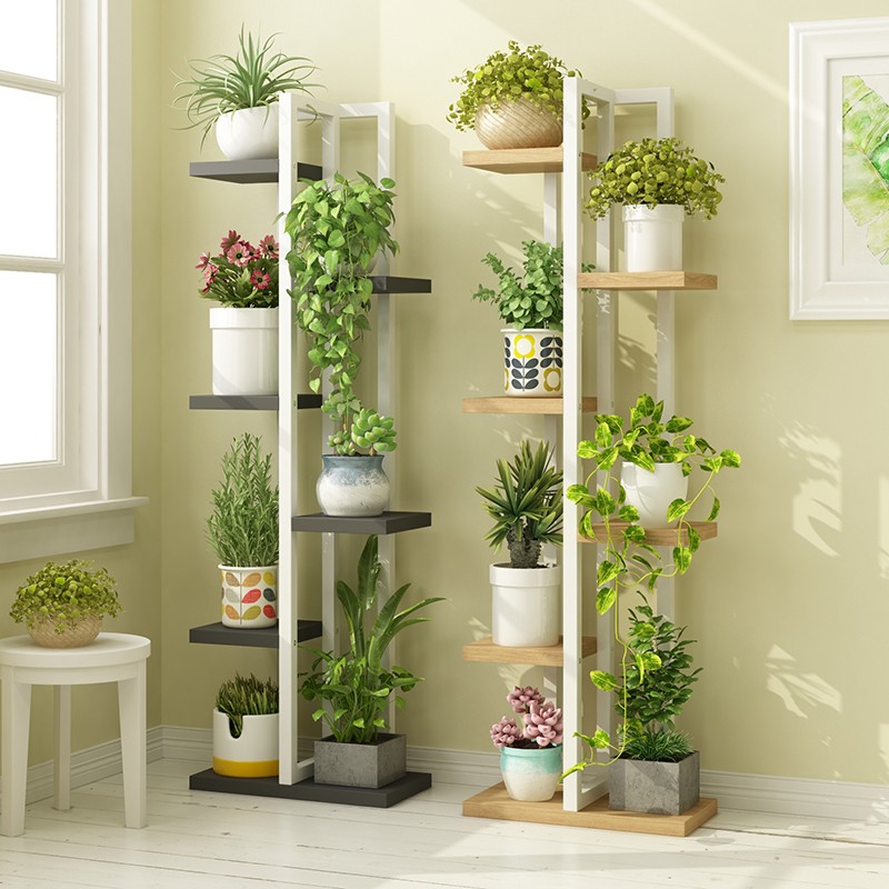 花架子多层室内爬藤阳台置物铁艺实木客厅落地式植物盆架家用绿萝