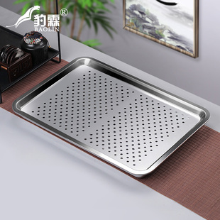 不锈钢茶盘茶海茶托盘茶台功夫茶具家用小型套装铁65cm茶盆简单盆