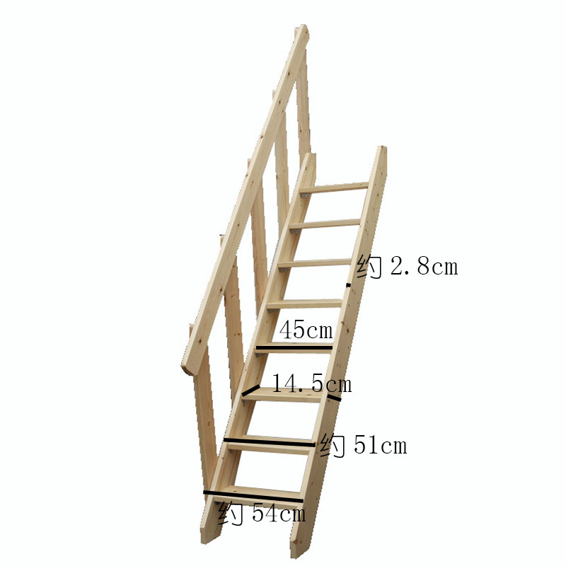 家用实木楼梯阁楼木梯樟子松木质扶梯加宽加厚直梯简易台阶高梯子