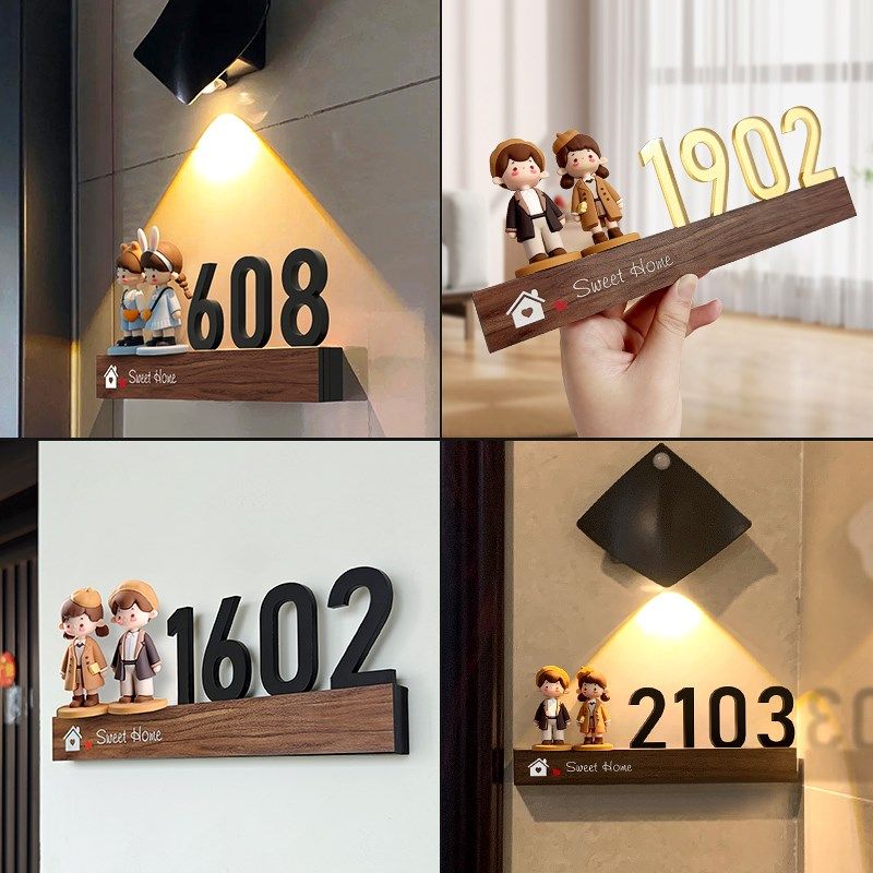 202年新款门牌号家用可爱温馨入户门牌定制宿舍寝室房间奶油风卡