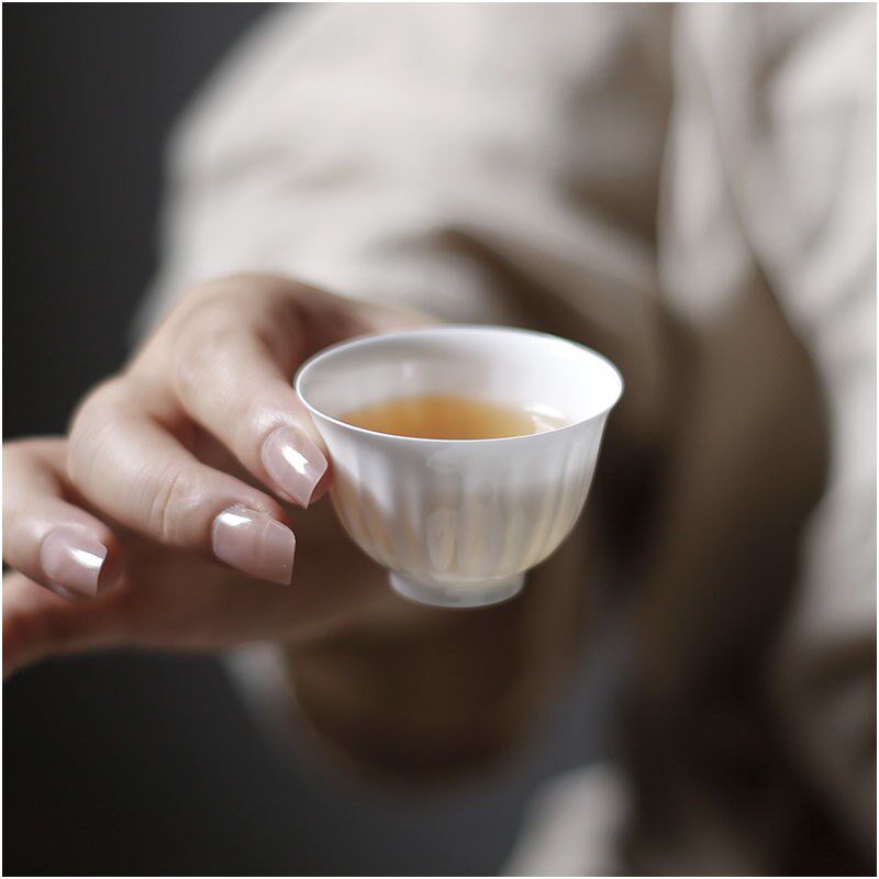 白紫薇骨瓷超薄胎工夫茶杯品茗杯单个透光白瓷潮州功夫茶具高档