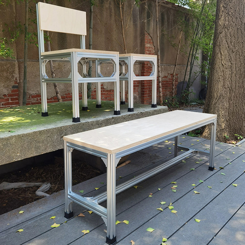 桦木餐桌长方形家用办公桌电脑桌书桌长桌子工作台现代简约铝型材