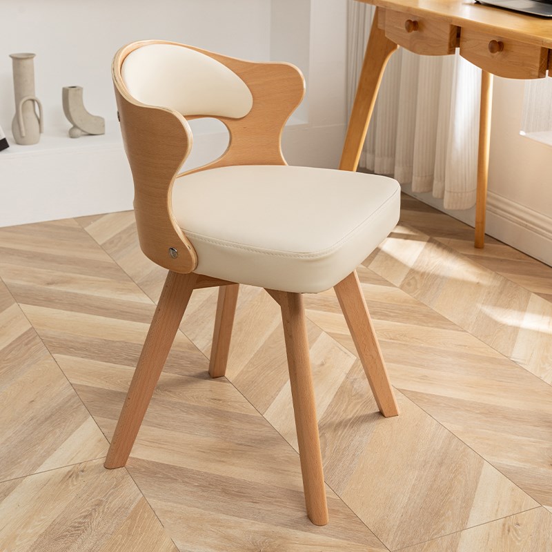 实木家用旋转电脑椅简约小型小巧写字椅靠背座椅子学生书桌椅餐椅