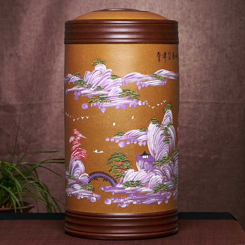 宜兴紫砂茶叶罐陶瓷十八饼普洱储茶大号密封特茶叶罐茶盒缸茶具