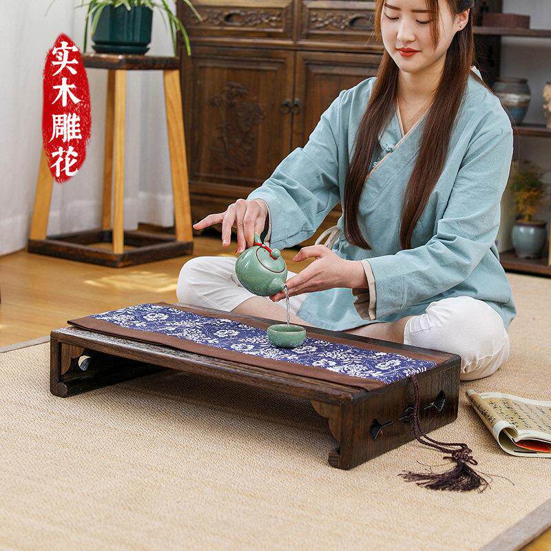 中式子复古小茶几榻榻茶桌实木飘小桌阳台矮桌窗雕花矮榻家米用坑