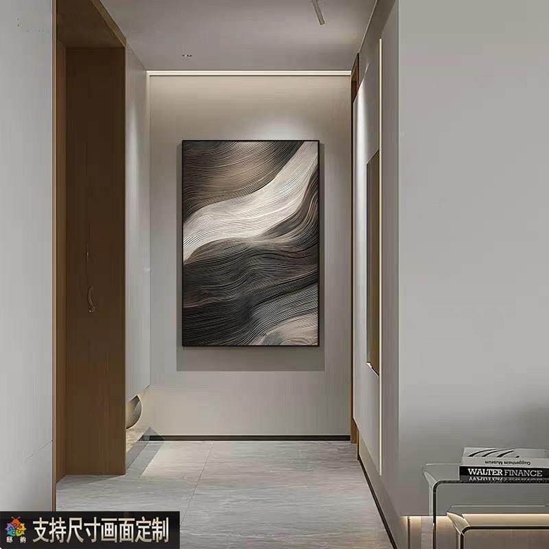 现代极简黑白墙抽象客厅沙发背画景挂壁画过道玄关421装饰画饭厅