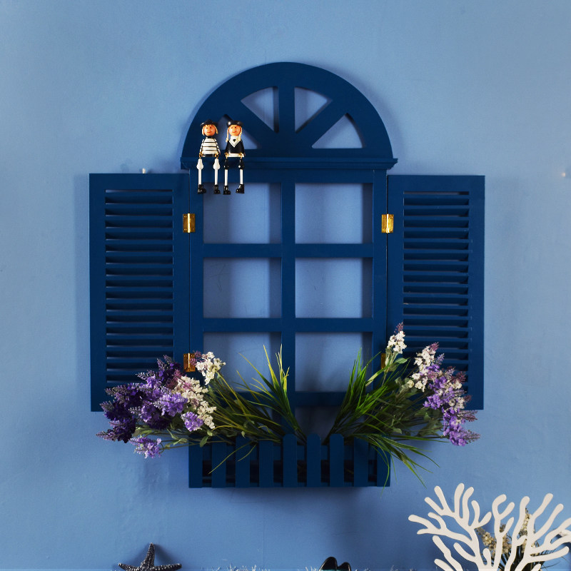 地中海田园风格带圆弧大假窗户壁挂 橱窗装饰拍照道具全泡沫包装