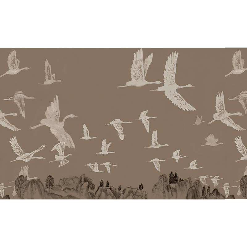 定做无缝墙布北欧壁画新卧室中式背景电视飞墙壁客厅大雁南纸儿童