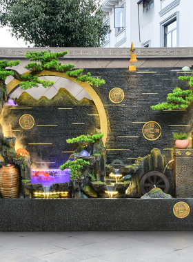 客厅水幕墙流水屏风隔断庭院造景假山流水喷泉循环水工位装饰摆件