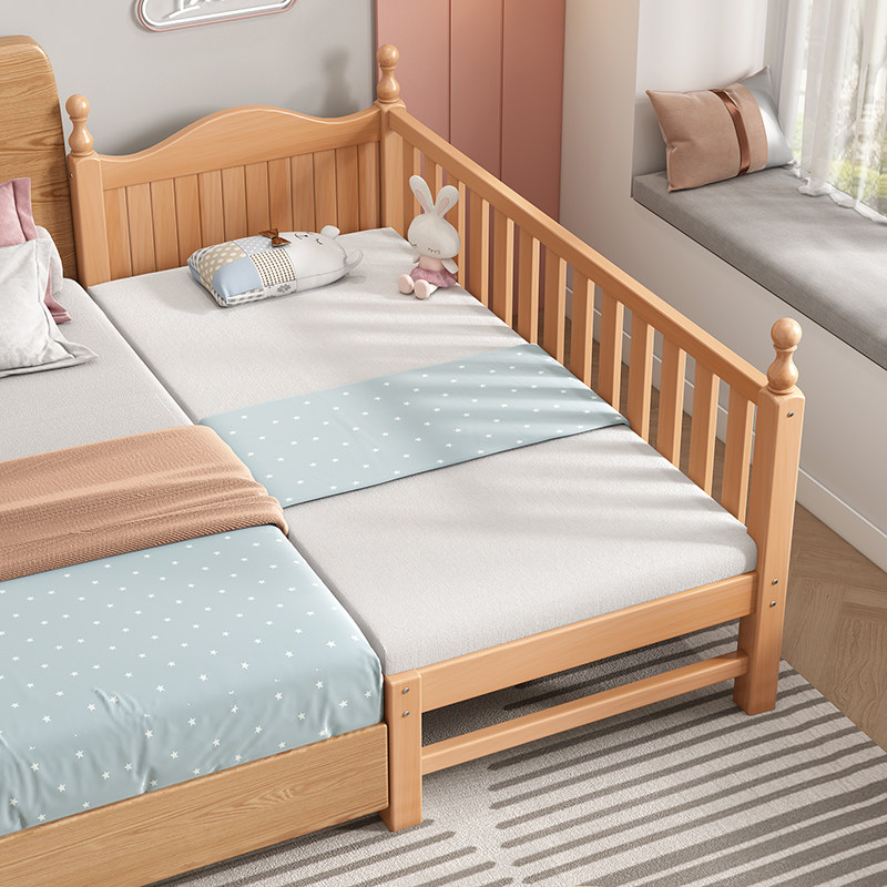 实榉木拼接加宽床儿童床床拼接单人婴儿床床带大定制宝宝护栏边小