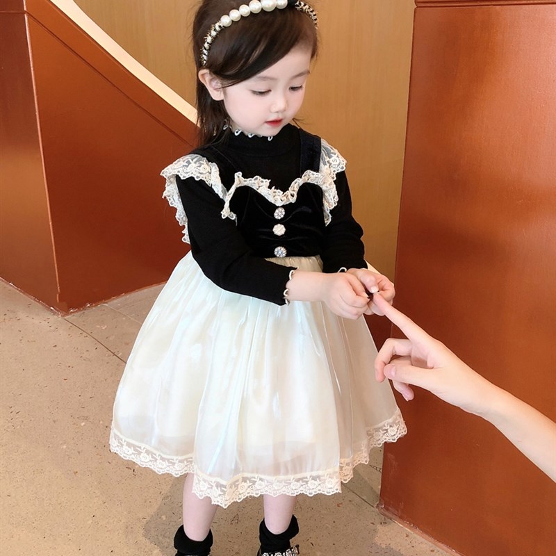 女童春秋连衣裙2023新款法式洋气轻奢感生日礼服小孩女宝宝公主裙