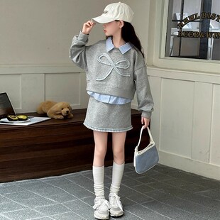 女童套装春装2025新款儿童洋气卫衣女孩大童时髦春秋款两件套裙子