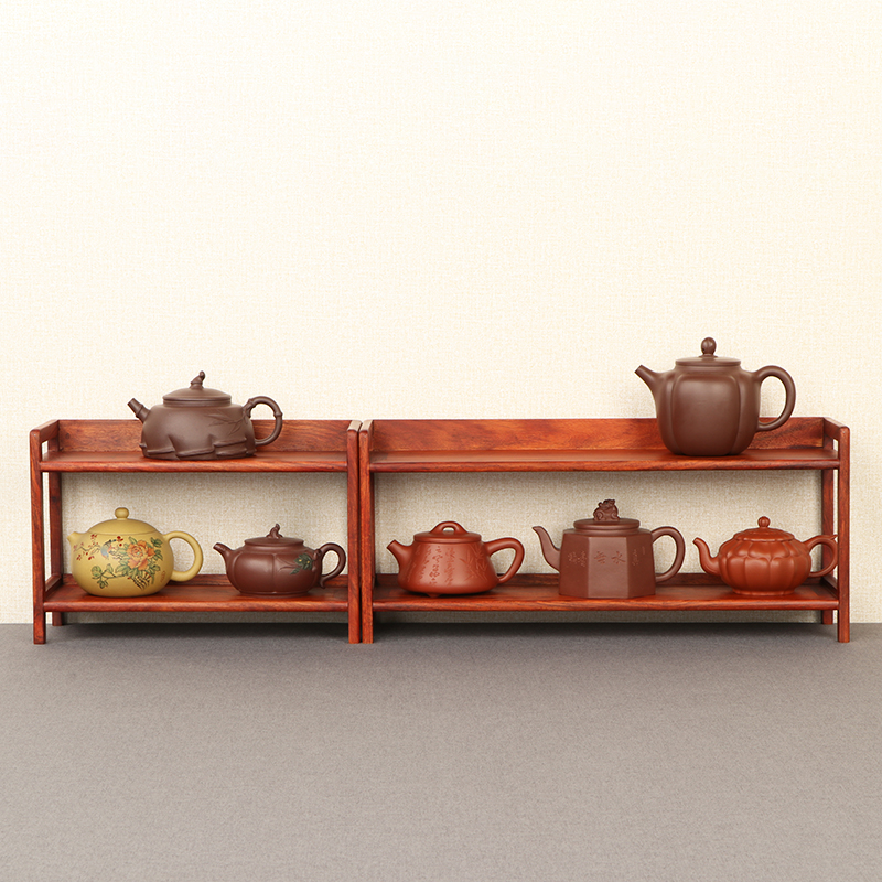 实木博古架桌面二层置物架花梨木茶具小摆件茶杯收纳紫砂壶展示架