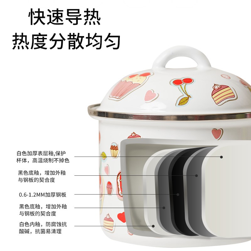 老式搪瓷泡面碗带盖宿舍学生带手柄可爱大号杯韩式可煮明火非陶瓷图片