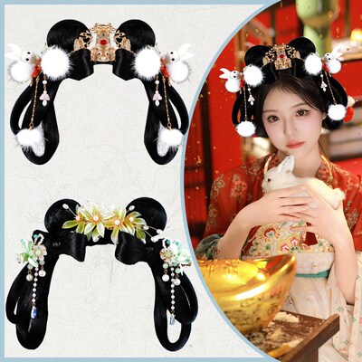 一体式懒人发箍软发髻新年国风发饰假发明制古风垫发唐风盘发头饰