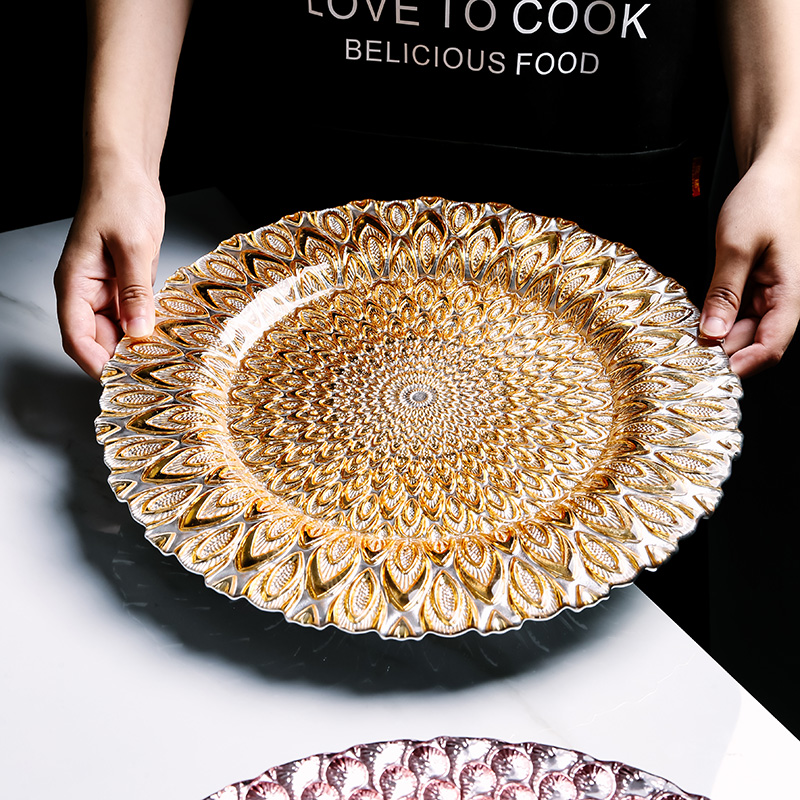 欧式大号玻璃水果盘家用客厅茶几果盘摆件轻奢创意简约高档糖果盘