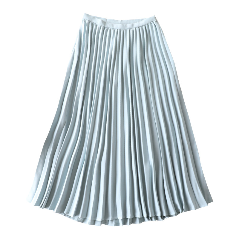 法式小众浅蓝色百褶 中长款半身裙 洋气雪纺裙子女新款夏装显瘦潮,女装/女士精品,半身裙,淘宝优惠券,粉丝福利购,淘宝优惠卷
