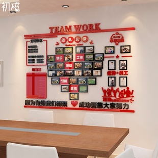 员工风采文化墙贴纸照片设计办公室装饰企业团队公司亚克力3d立体