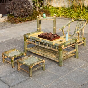 竹子榻榻米桌子楠竹小茶几桌椅组合飘窗新中式复古传统怀旧竹制品