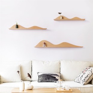 新中式墙面装饰实木置物架客厅背景茶室墙壁摆件陈设架禅意壁饰