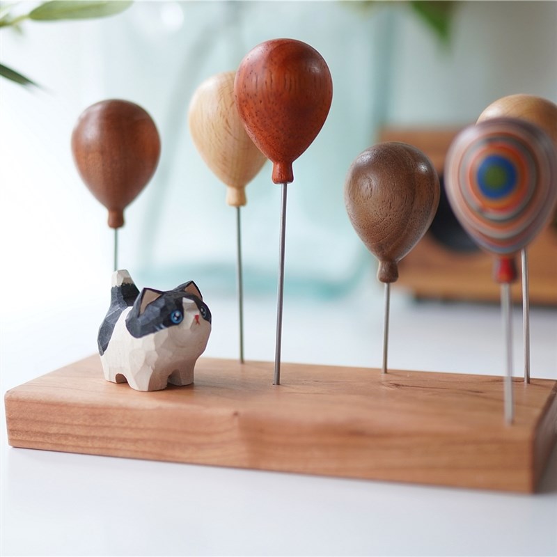 Joe手作礼百搭底座实木气球原木软萌治愈系玄关装饰桌面摆件礼物