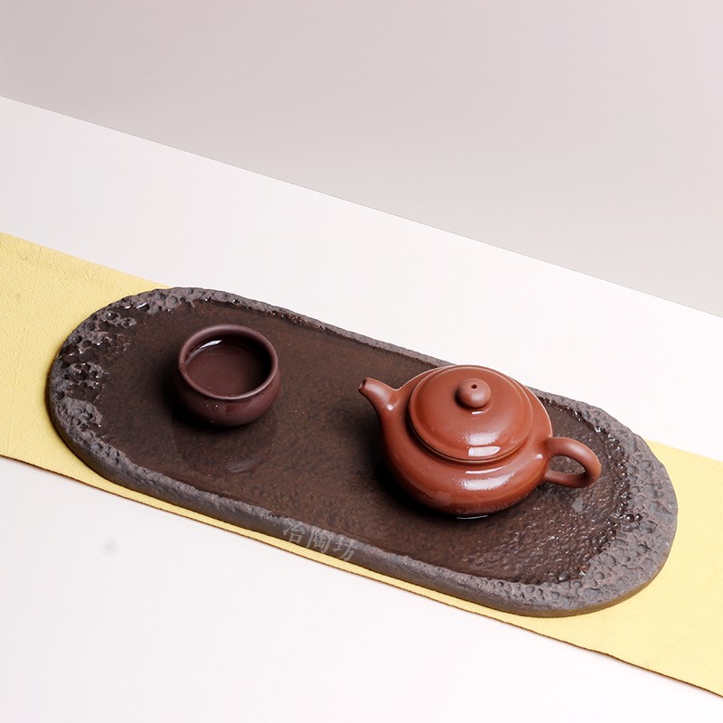 宜兴手工紫砂茶盘茶具创意禅意湖石单层家用干泡台壶承中式复古